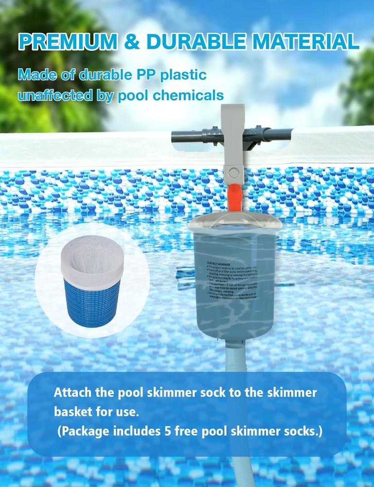Above Ground Pool Skimmer - Wall Mount & Floating Pool Surface Skimmer for Le...