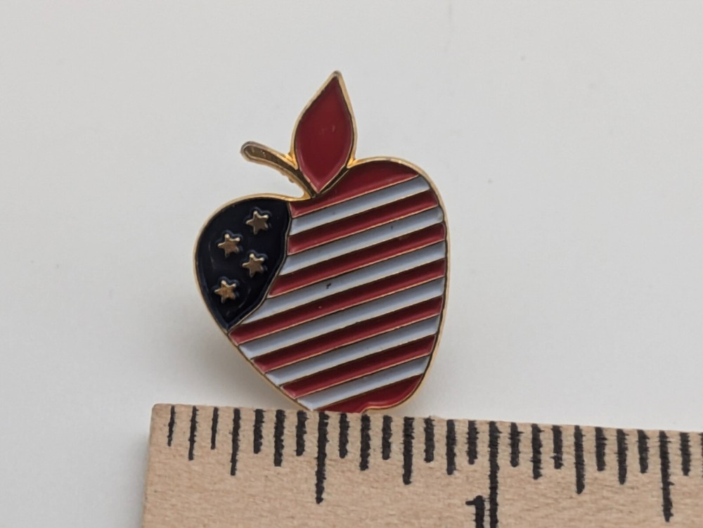 American Flag Patriotic Apple Lapel Pin