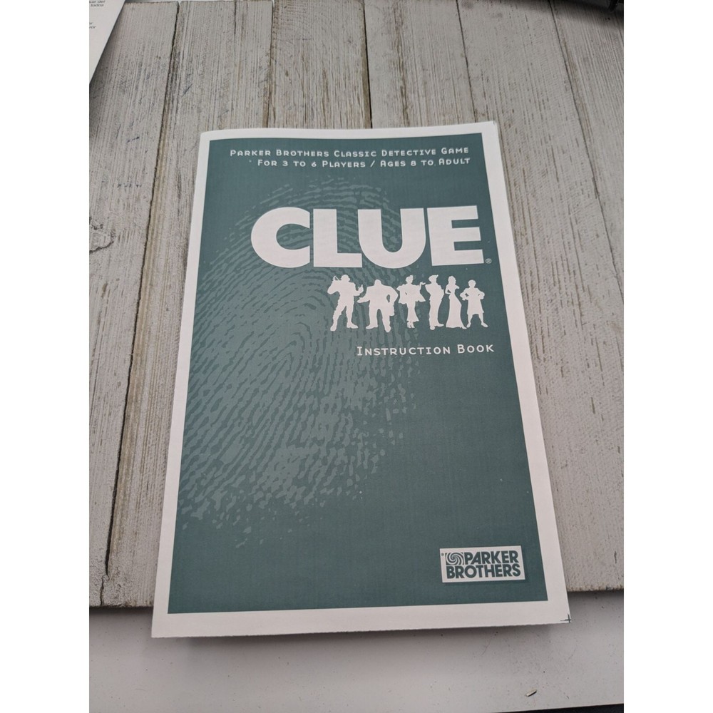 2002 Clue Board Game Replacement Parts Game Board Instructions