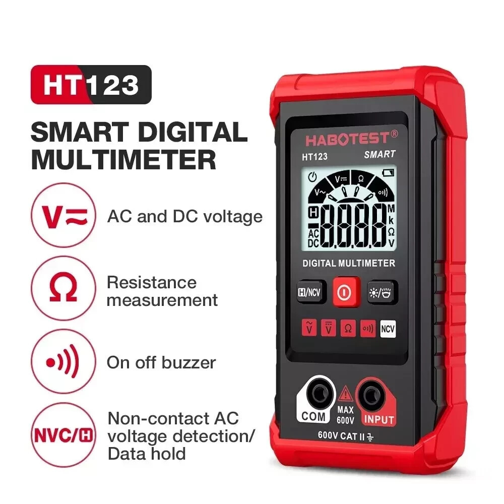 Digital Multimeter Voltmeter AC DC Volt Meter Ohmmeter Auto Range Tester w/Light