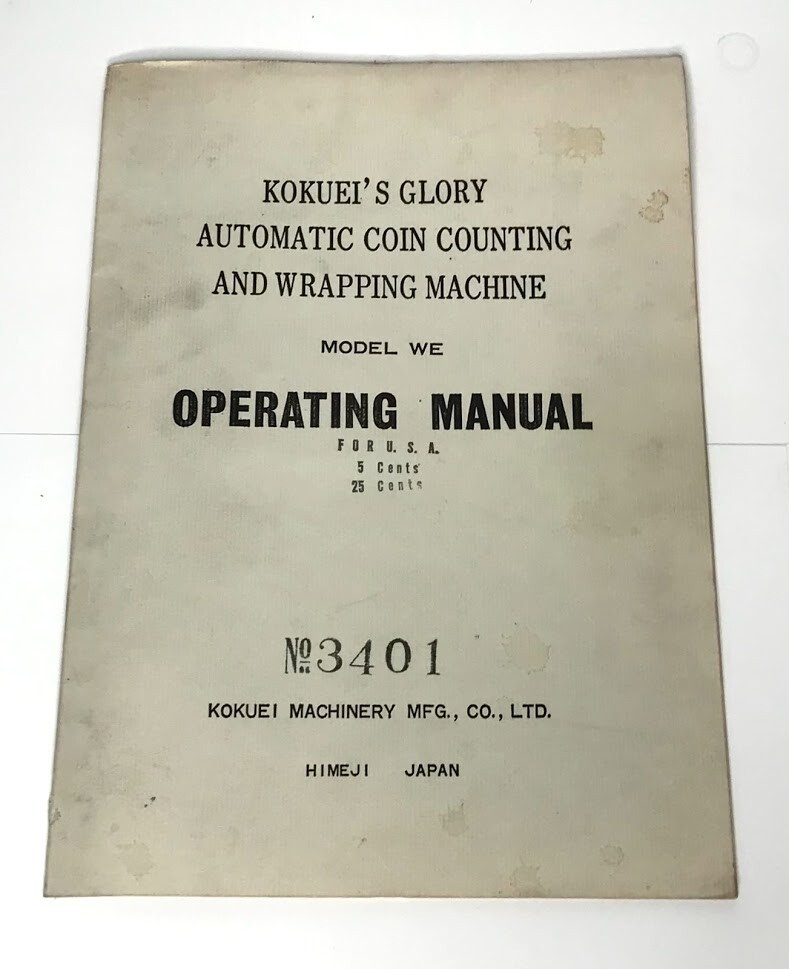 Glory Model WE Automatic Coin Counting and Wrapping Machine Operators Manual