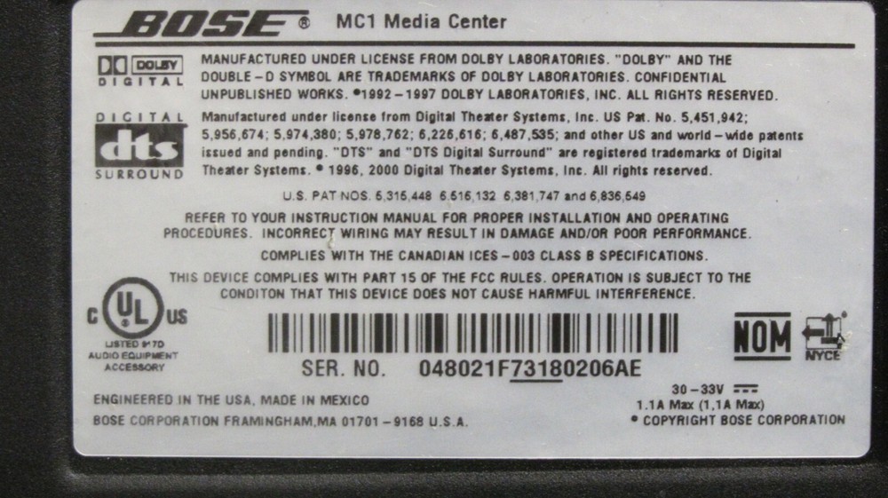 Bose Media Center MC1 - Tested (No Remote)