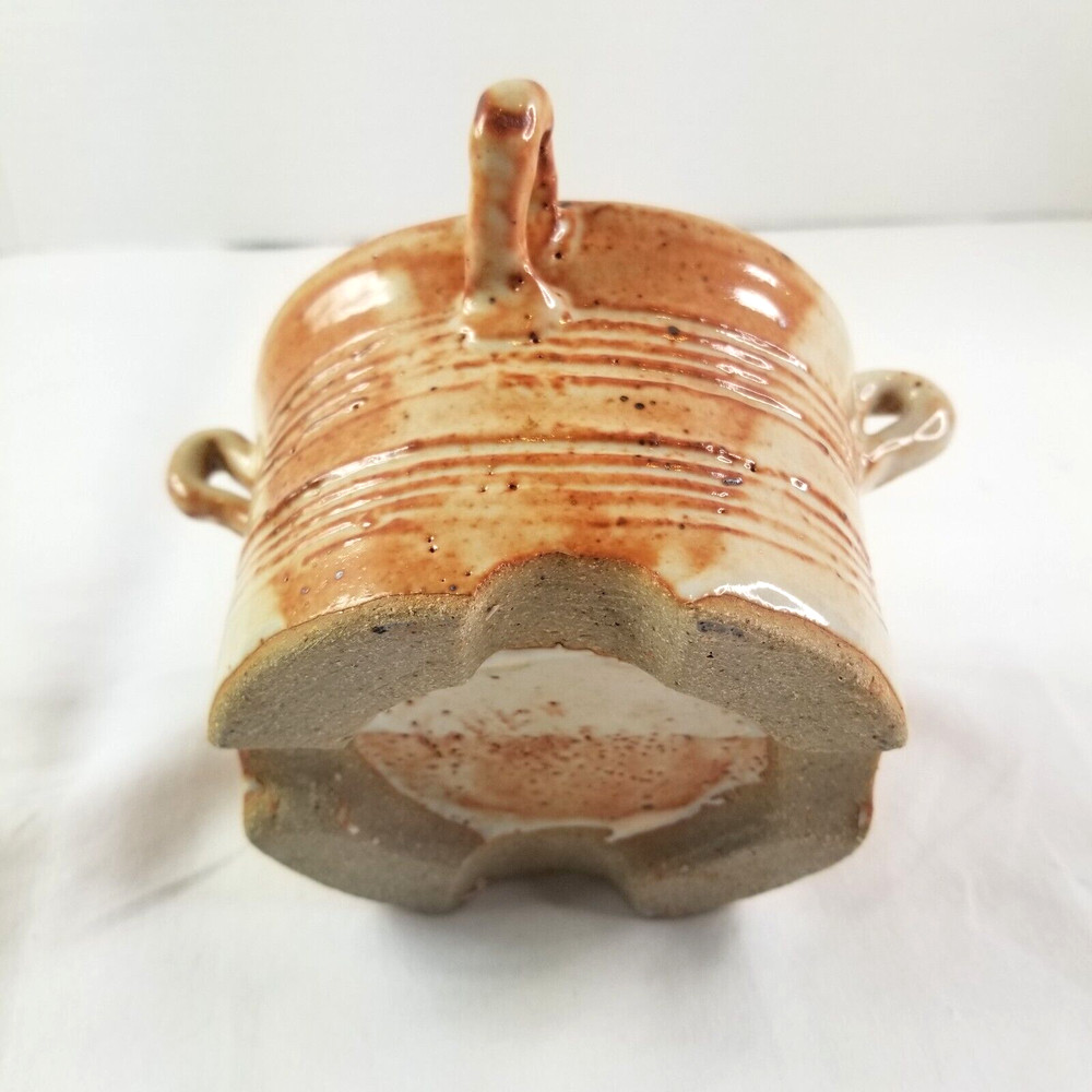 Studio Art Pottery Small Planter Pot Rust Color Handles 6 x 6