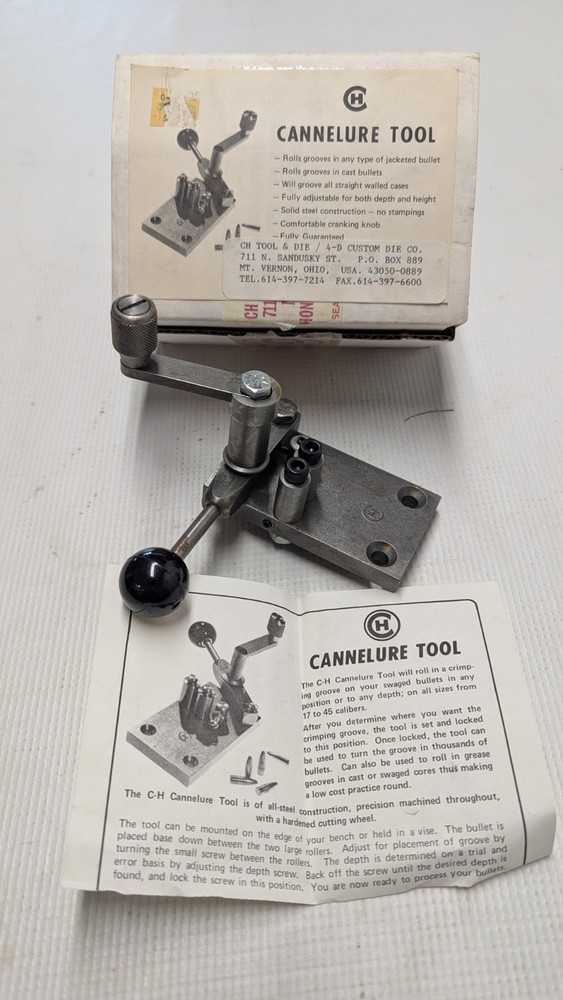 C-H Tool & Die Corp Cannelure Crimping Reloading Tool w/ Ship Box & Instructions