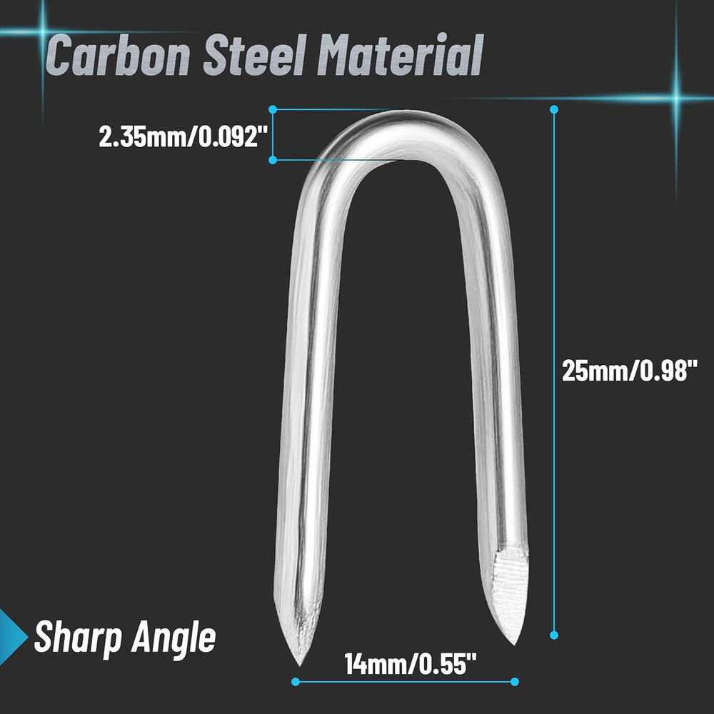 Fence Staples 200 pcs 1 Galvanized Steel Silver U Silver