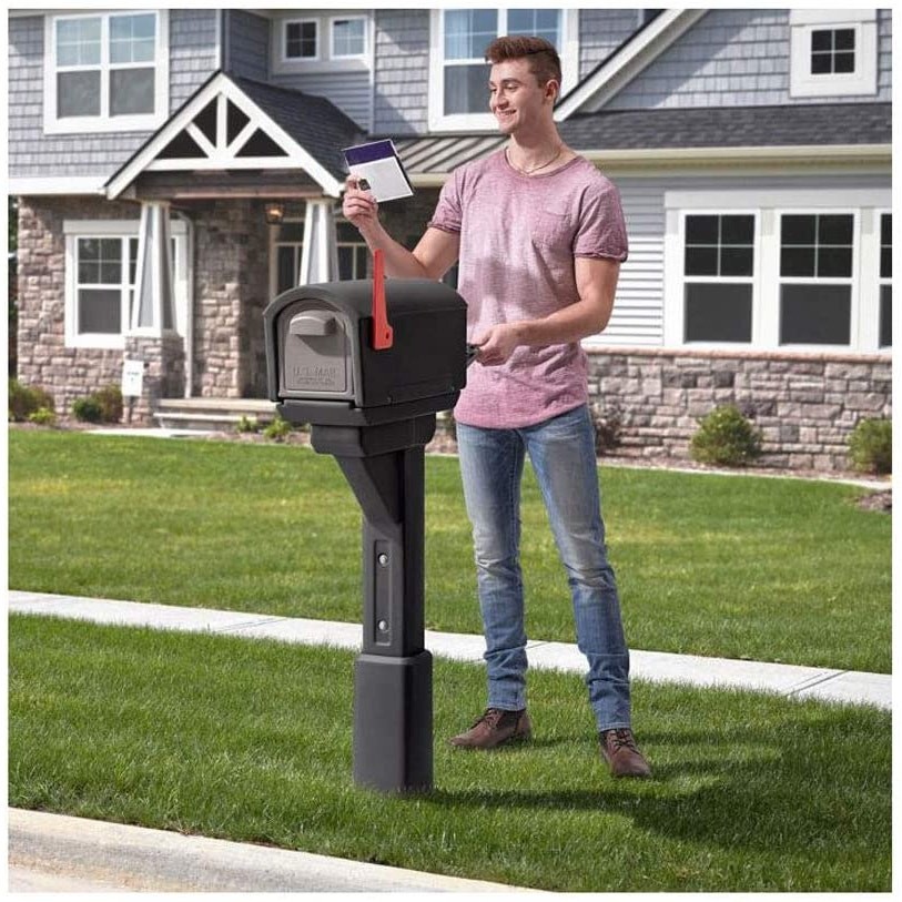 Step2 583299 MailMaster Express Plastic Post Mount Home Modern Mailbox - Black