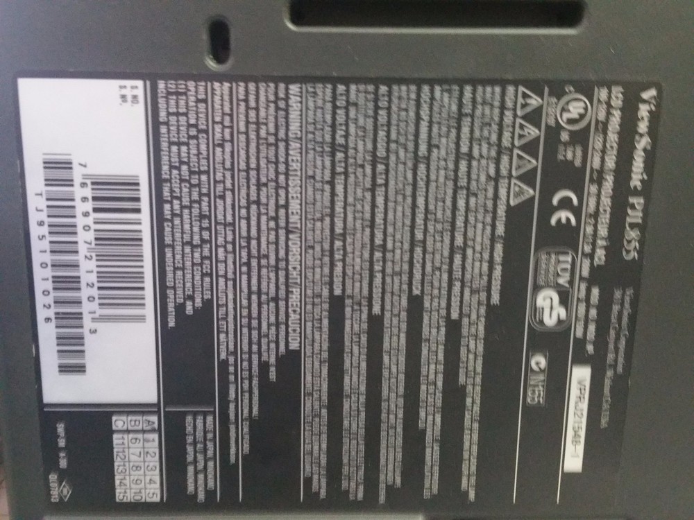 ViewSonic PJL855 Projector 207 - Good Bulb - ??Remote