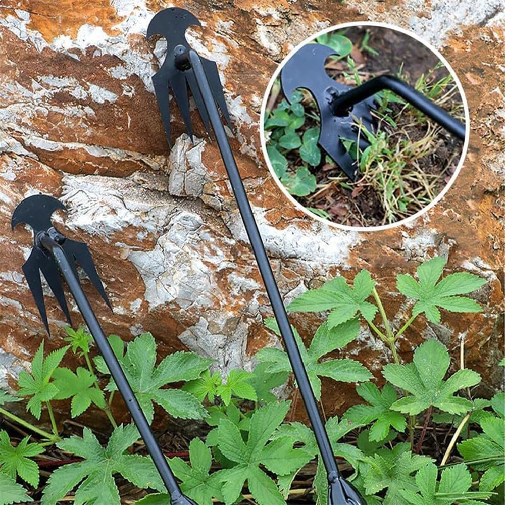 Weed Puller Tool, Uprooting Weeding Tool,4 Teeth Weeding Artifact Uprooting W...