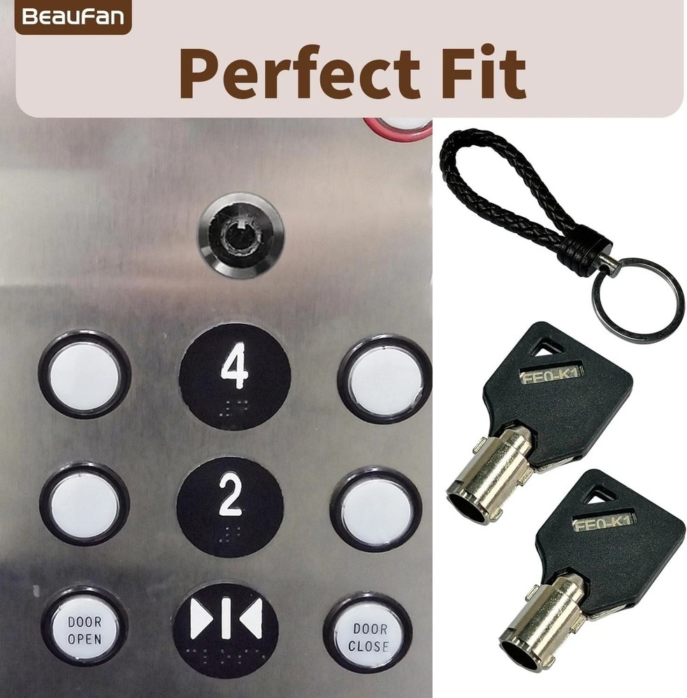 2 Pack FEO-K1 Elevator Keys Fire Service Key Recall Reset, 2 Silver
