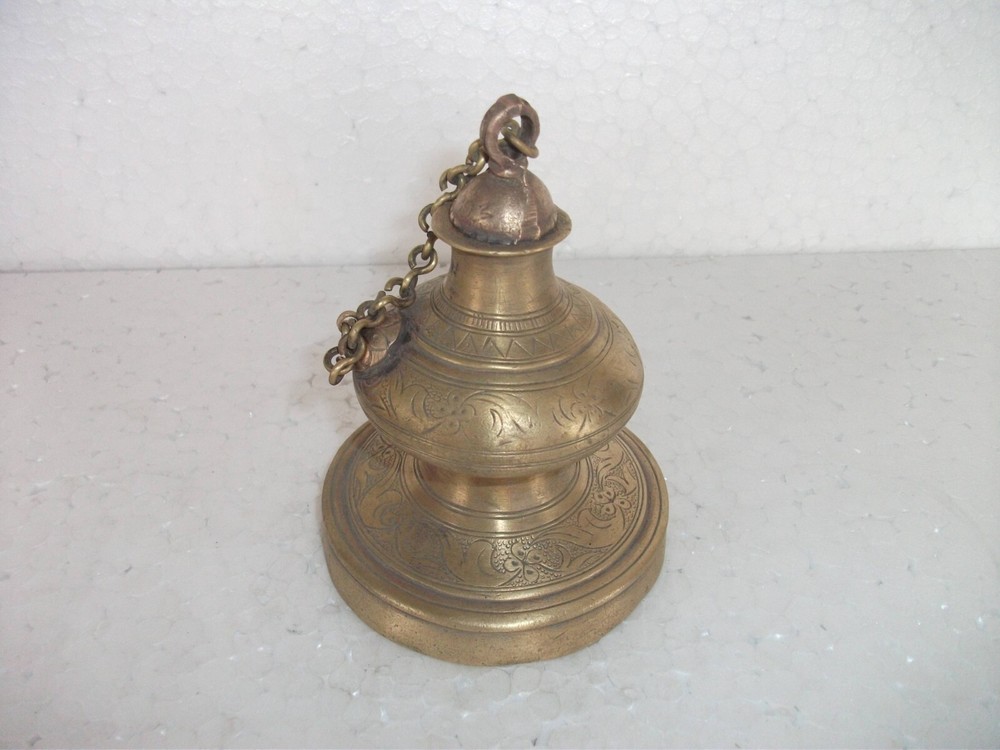 Vintage Unique Shape Engraved Solid Brass Handcrafted Inkpot/Well