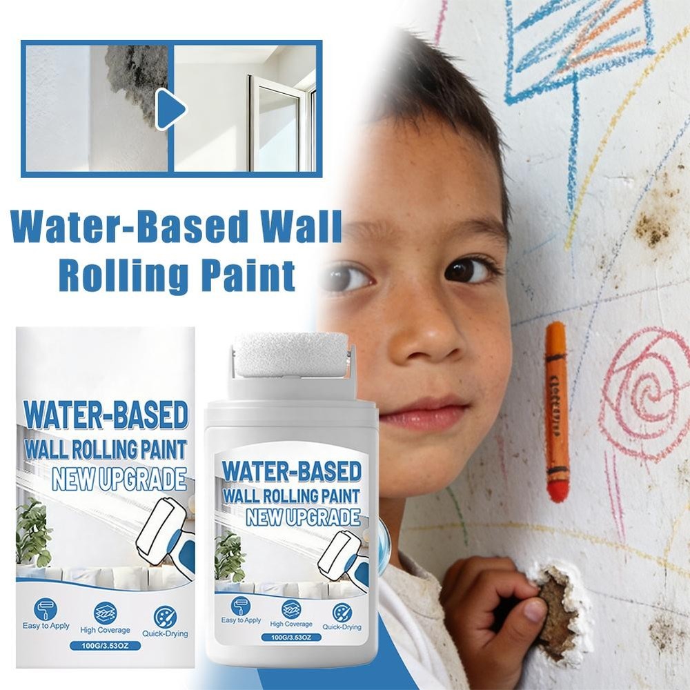 White Wall Paint Roller, Fast-Drying Water-Based Wall Repair Rolling Brush