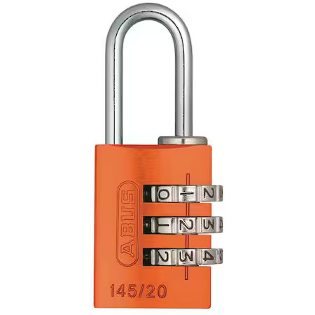 Abus 145/20 Orange Combination Padlock, Side, Black/Silver