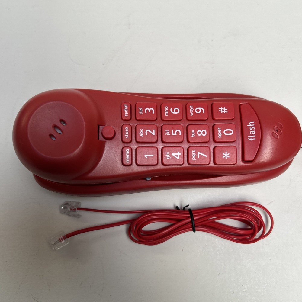 Slimline Red Colored Phone for Wall Or Desk with Memory