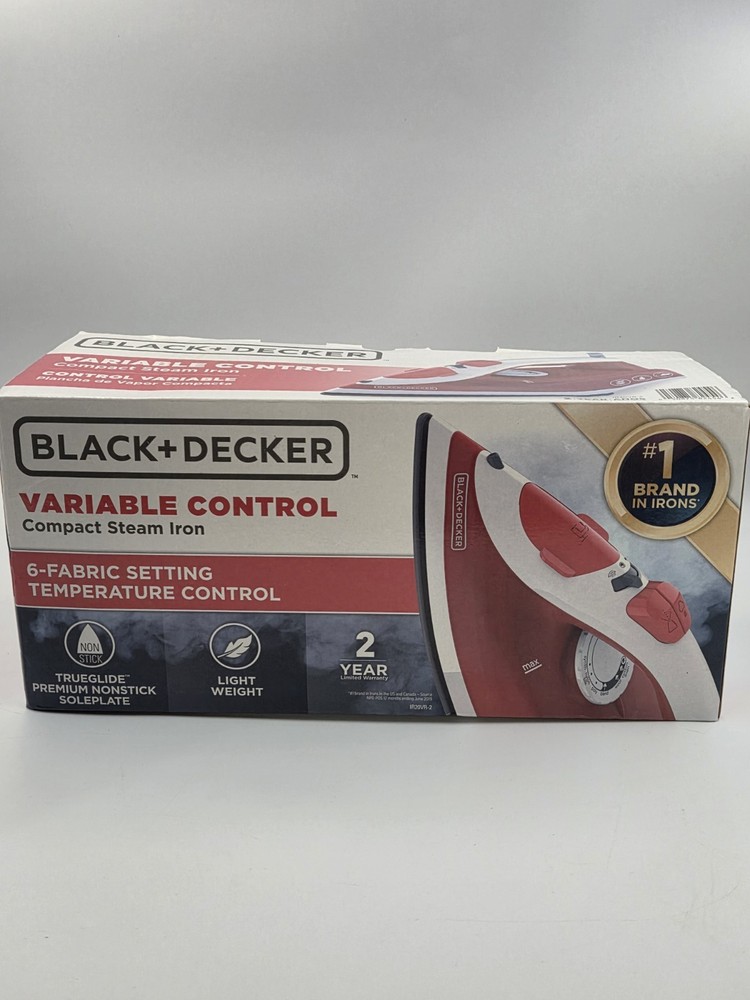 BLACK+DECKER Steam Iron Red Control Variable Compact Light Weight New In Box