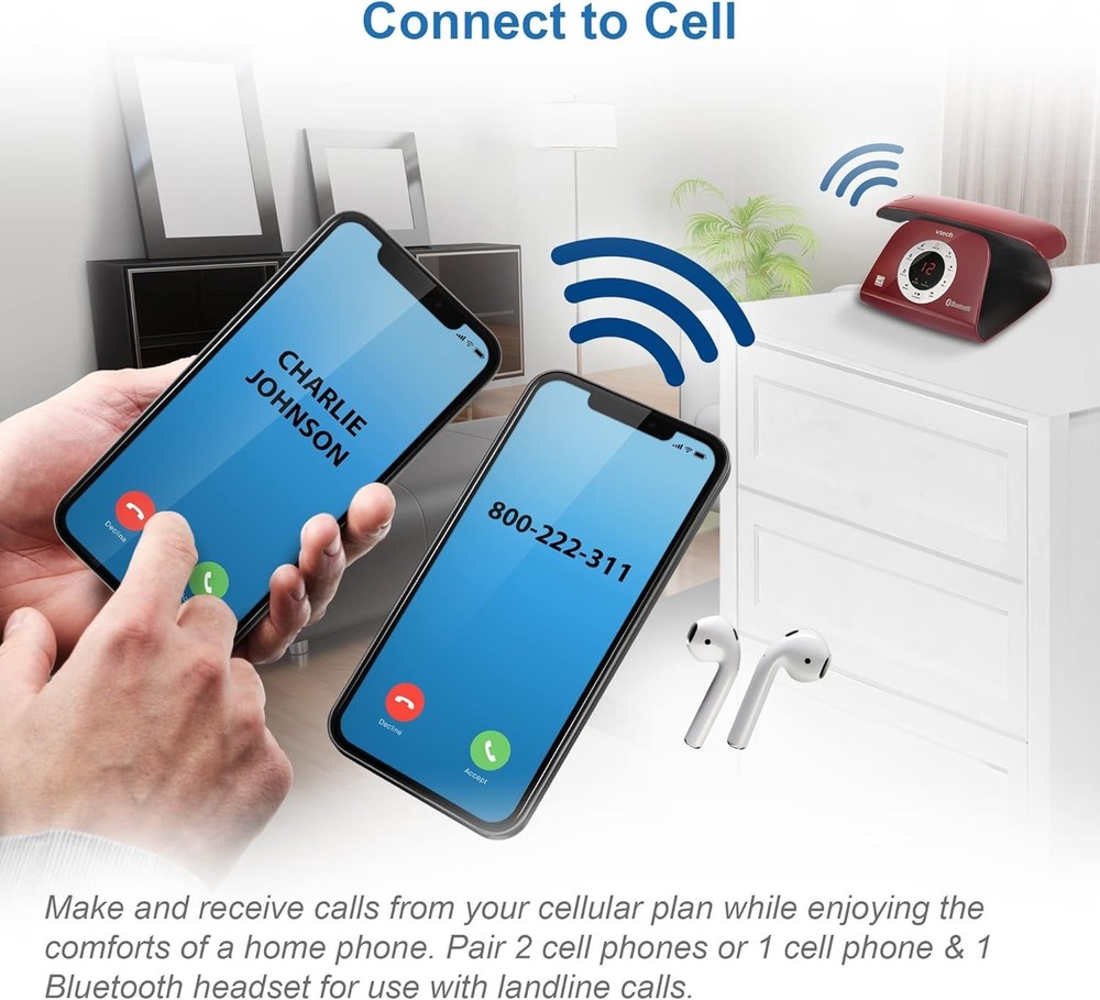 VS122-16 Cordless Phone: Bluetooth Connect, Answering System