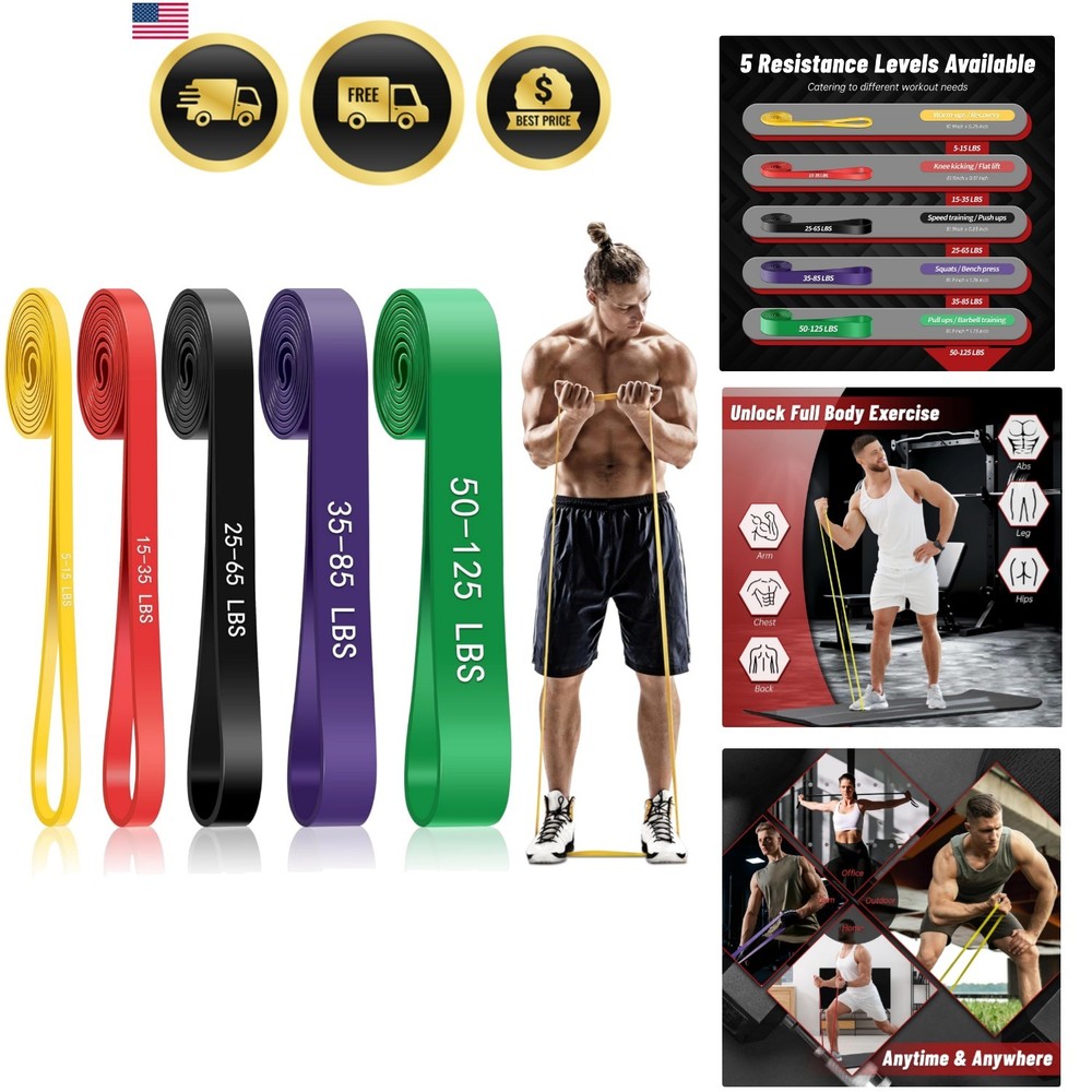 Pull Up Assistance Bands, 5-Level Resistance Bands for Working Out, Pull Up B...