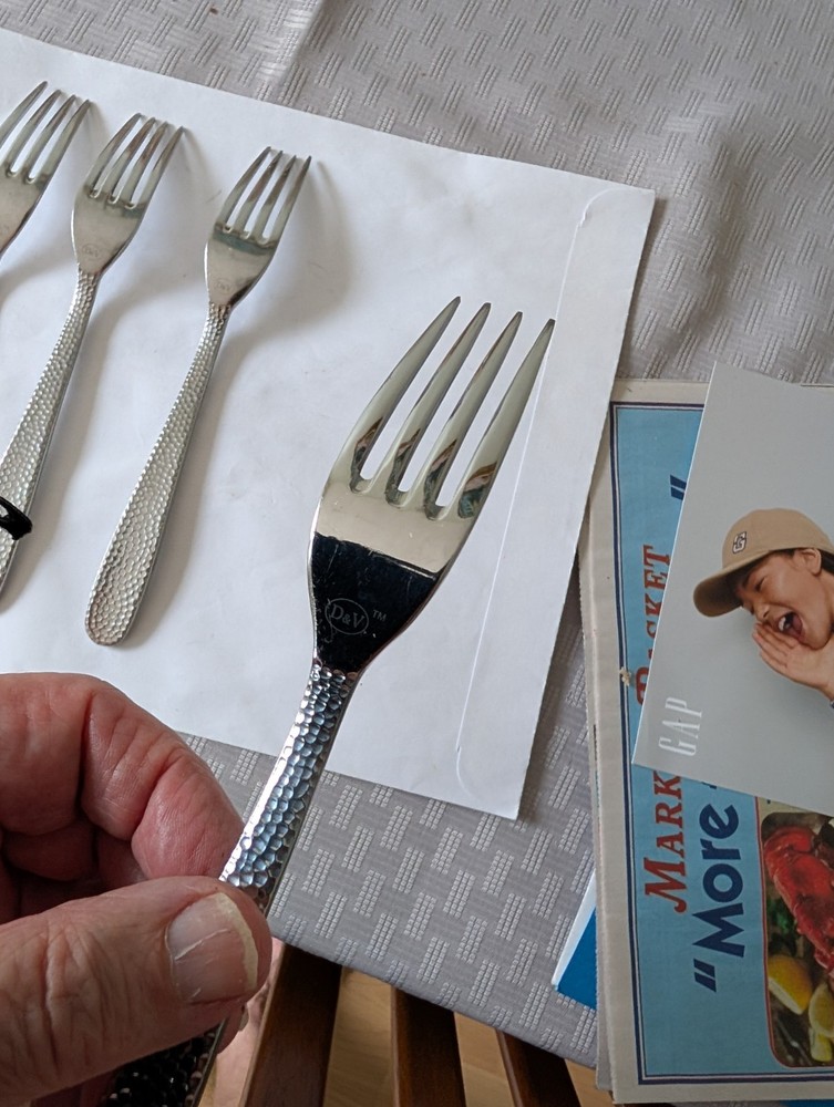 D&V Design And Value Dinner Forks 4 Pc Stainless Flatware Replacement Hammered