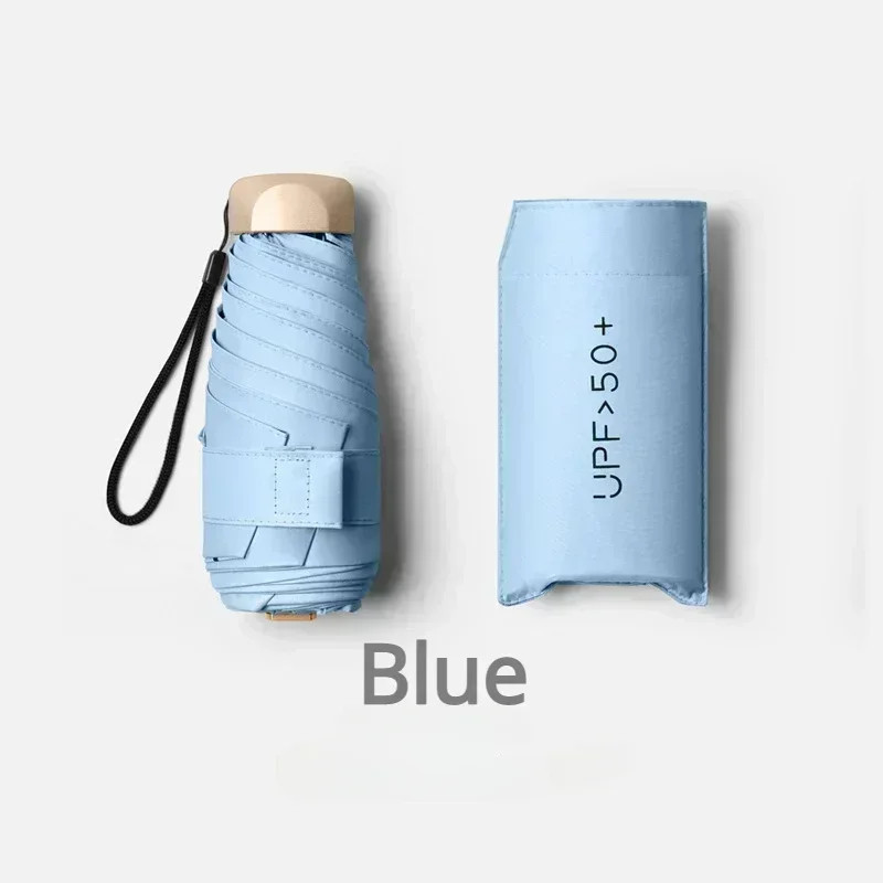 Rubber Five Fold Umbrella Card Bag Umbrella Sunscreen Pocket Sunshade