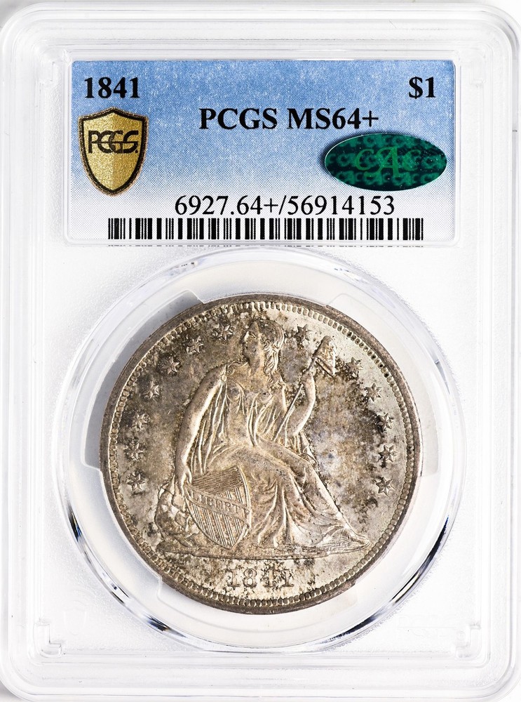 1841 LIBERTY SEATED S$1 PCGS MS 64+