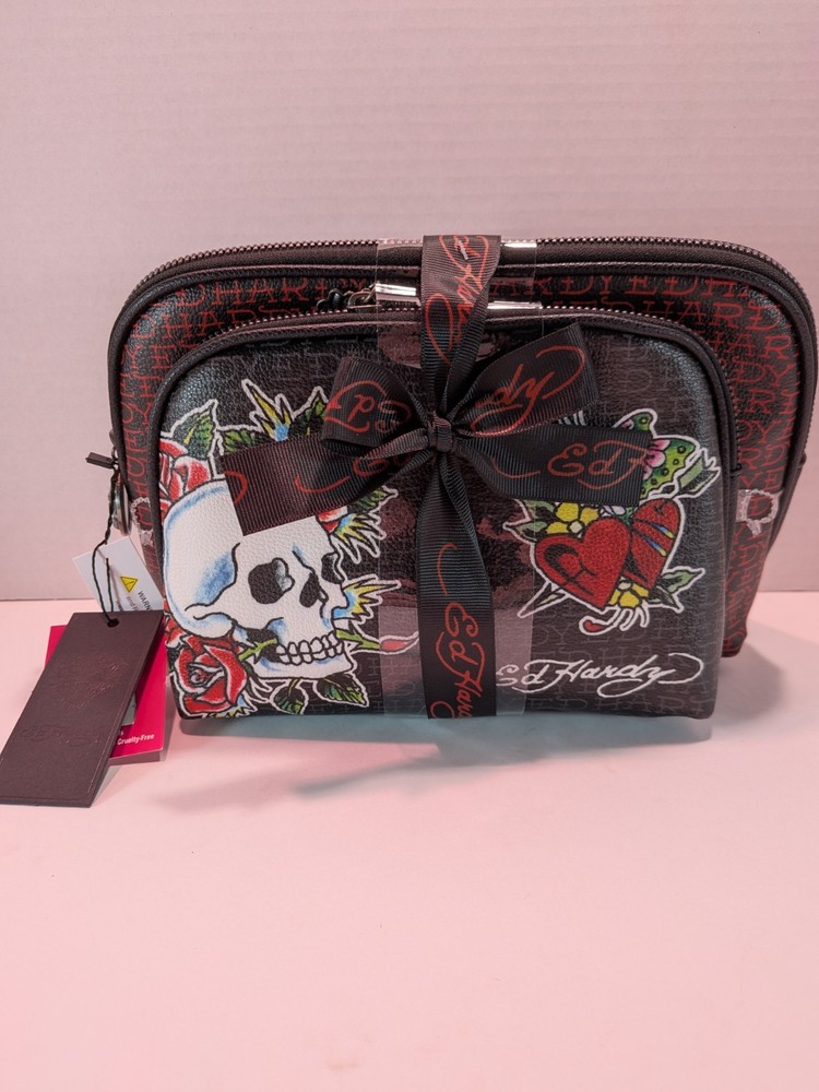 Ed Hardy 2 Piece Cosmetic Bag Set
