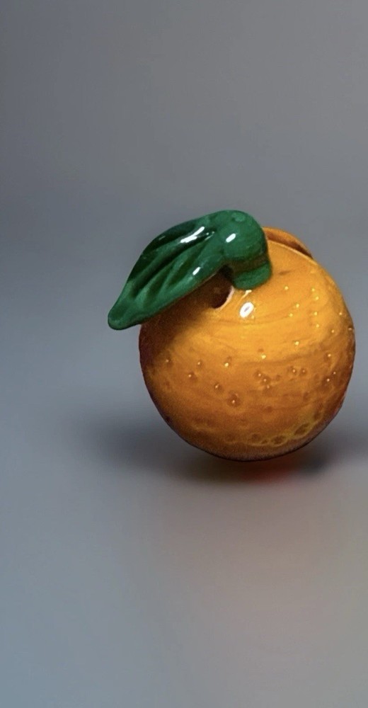 Evil Orange Face Bubble Cap. 25mm Borosilicate Glass