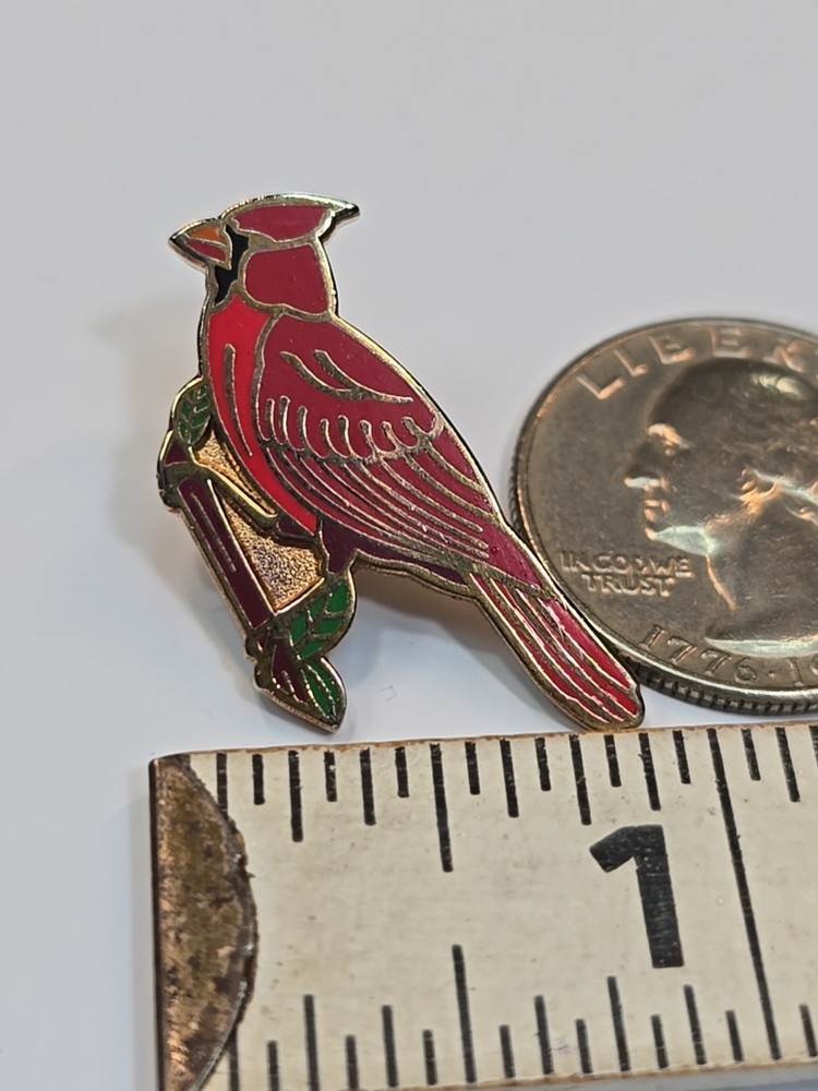 Cardinal Red Bird On Branch Lapel Pin
