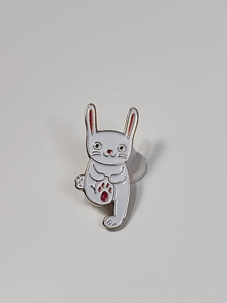 White Cartoon Bunny Rabbit Lapel Pin