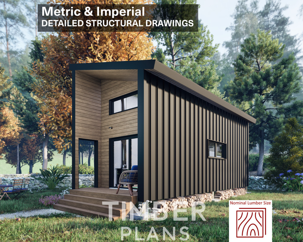 Tiny House Plans, 12x28 Tiny Home Plans (3.6mx7.3m), Hard Copy