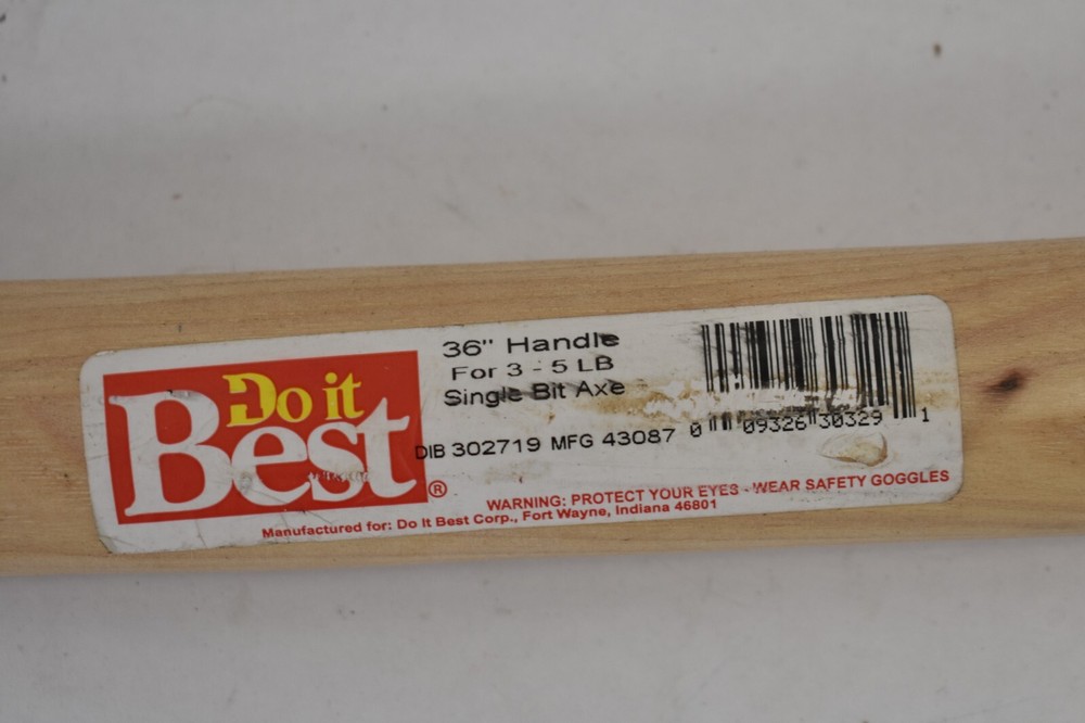 Do It Best 36" HIckory Single Bit Axe Handle Replacement 302719 Universal Fit