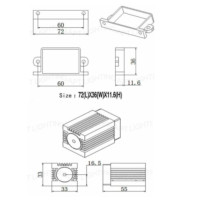 12V 532nm 200mW Green Laser Diode Module DIY Light Fixed TTL continuous work PWM