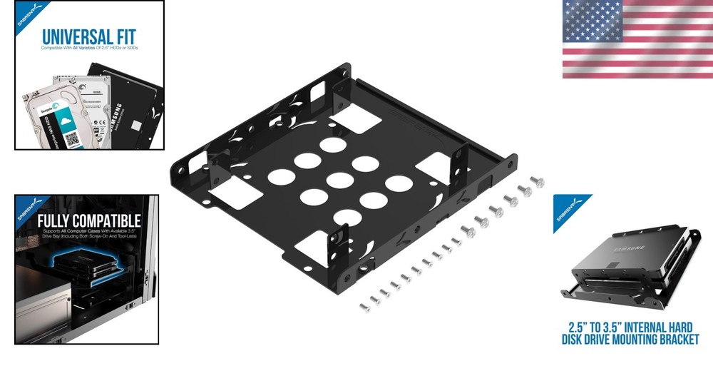 Effortless SSD Installation: 2.5 to 3.5 Mounting Bracket Kit for Durability