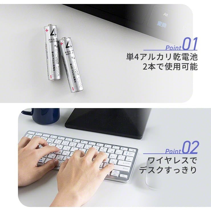 3R Wireless Keyboard Compact with Receiver Hybrid Battery-Powered Quiet Thin
