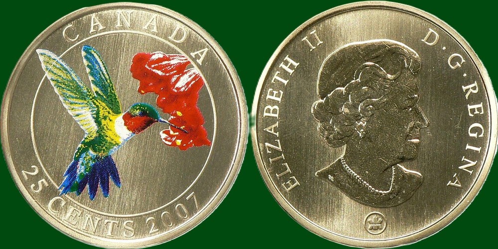 2007 25-Cent Canada Ruby-Throated Hummingbird Coin