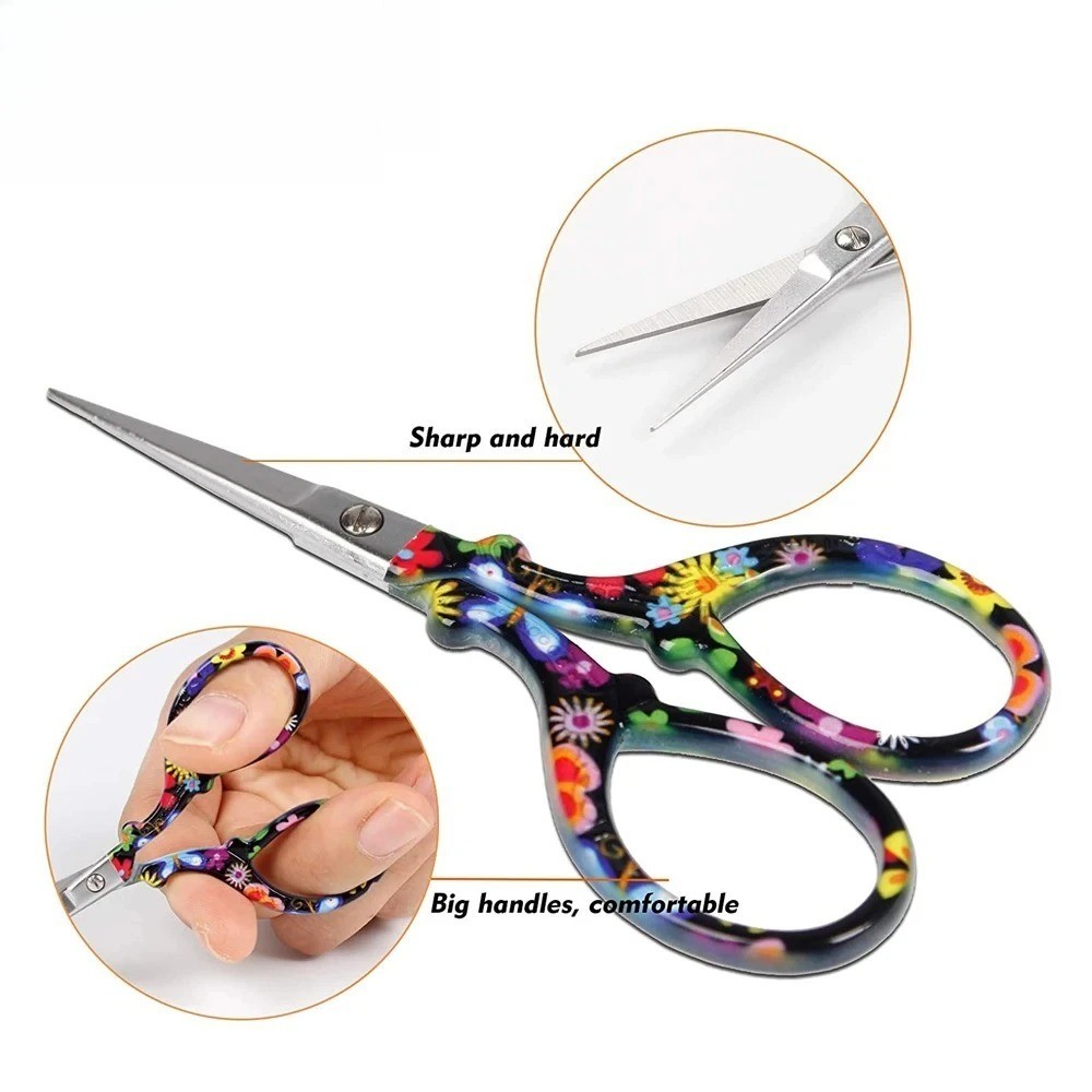 1PC Sharp Embroidery Scissors Sewing Craft Needlework with Leather Cover