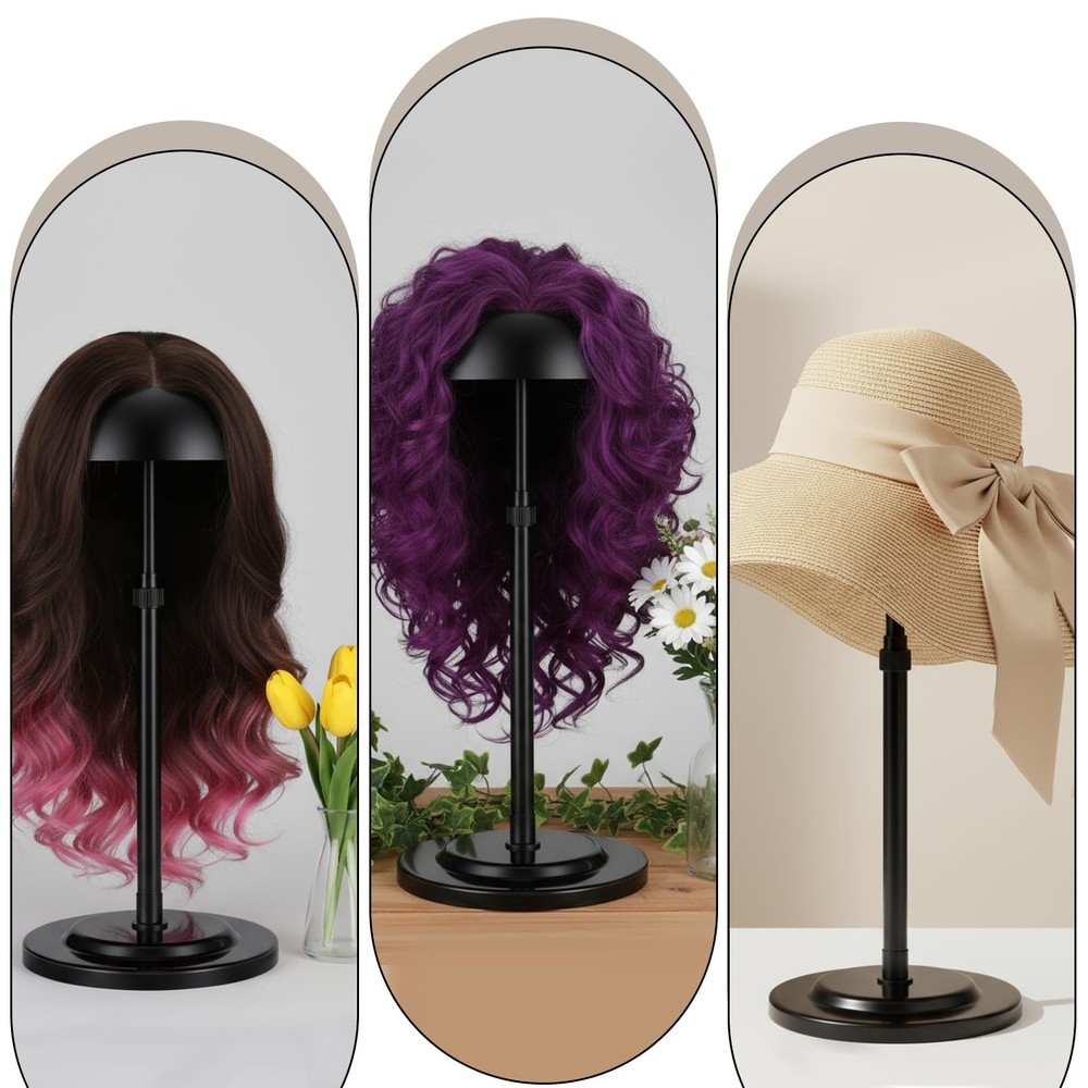 8 PCS Adjustable Wig Stands 9.8"-18.9" Height Plastic Expandable Wig Head Hol