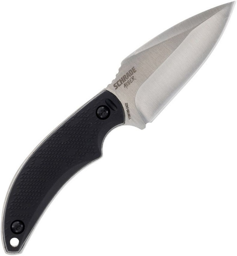 Schrade Adder Fixed Knife Stainless Blade Black Rubberized Synthetic Handle