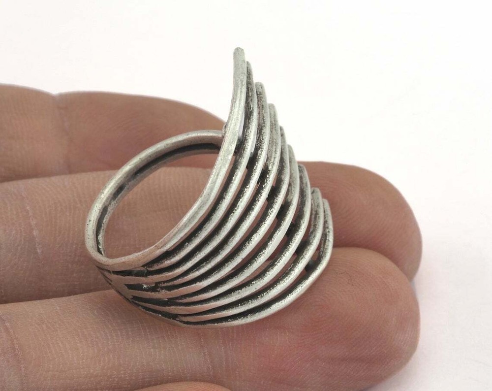Adjustable Ring Antique Silver plated brass 19mm 9US inner size - Adjustable