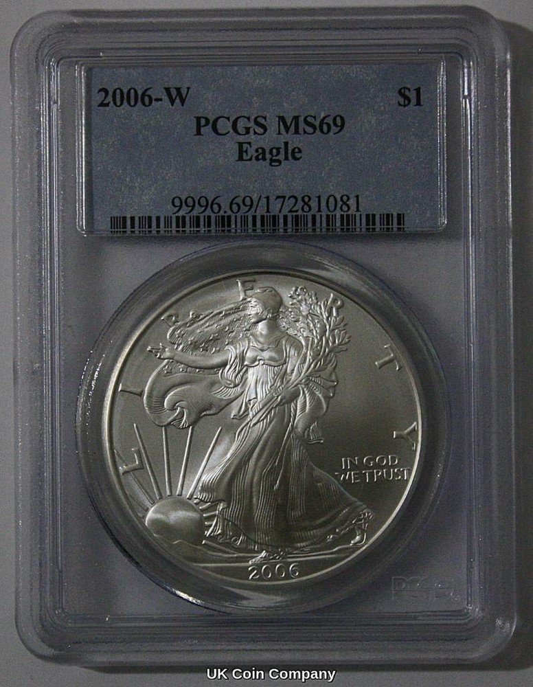 2006 Silver Eagle Dollar United States Pcgs Graded Ms69 Coin