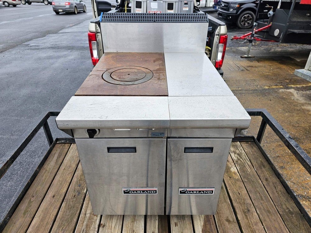 GARLAND Flat Iron Gas Range W/Storage And Prep Surface. Working!