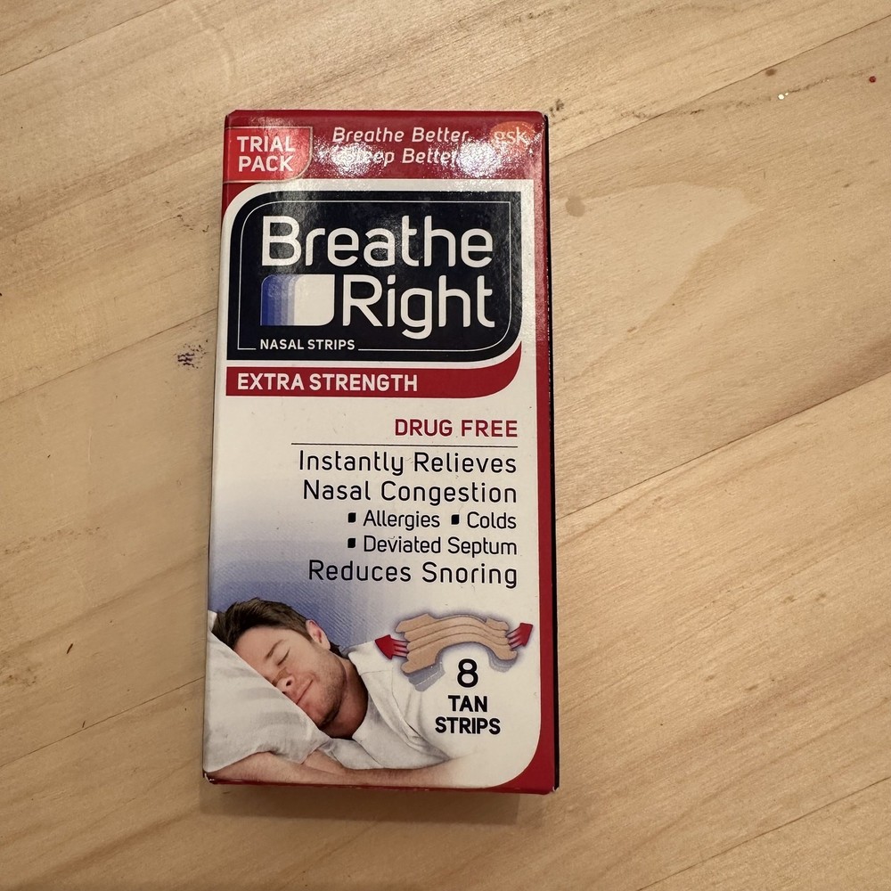 Breathe Right Nasal Strips Trial Pack, 8 Tan Strips NEW