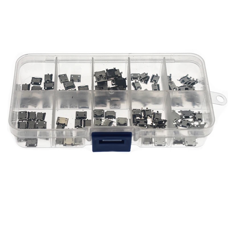 100PCS Micro & Mini USB Female Connector Kit 10 Models Charging Jack Set