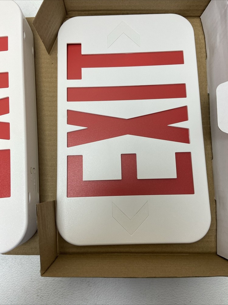 LED EXIT Sign. White Housing / Red Letters / Double Face / Battery Backup