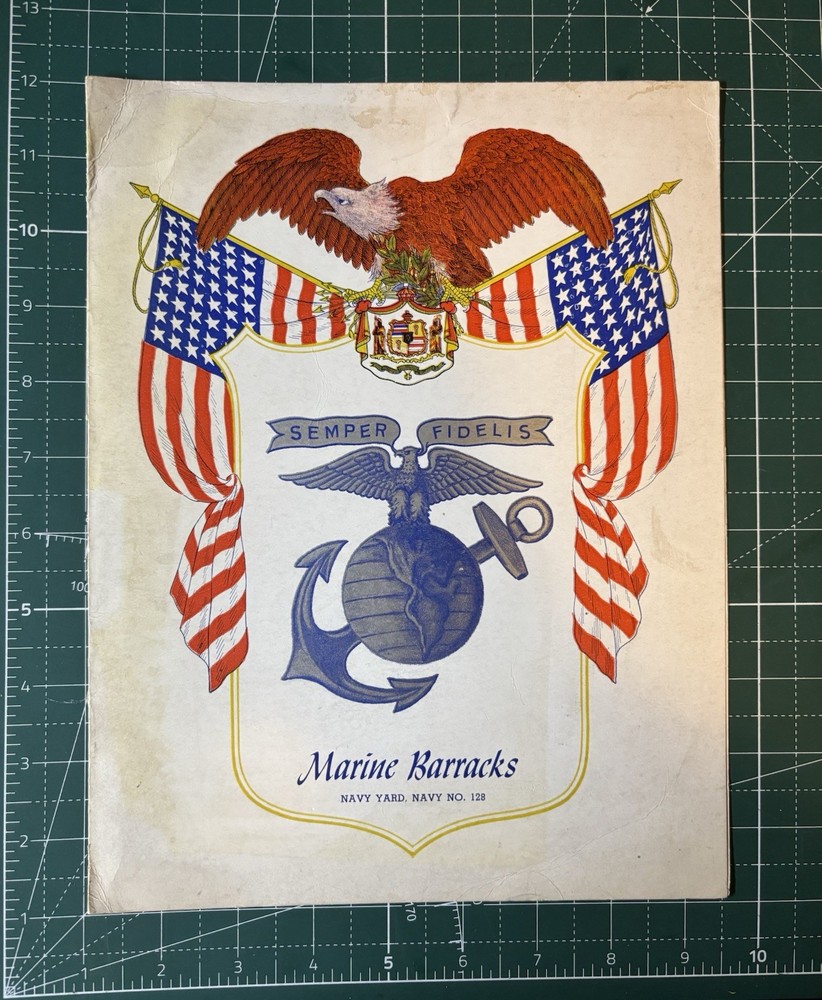 WW2 USMC Rare Navy Yard Christmas Dinner Menu 1943