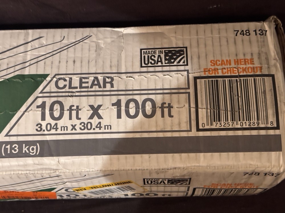10 ft. x 100 ft. Clear 6 mil. Plastic Sheeting Heavy Duty Polyethethylene
