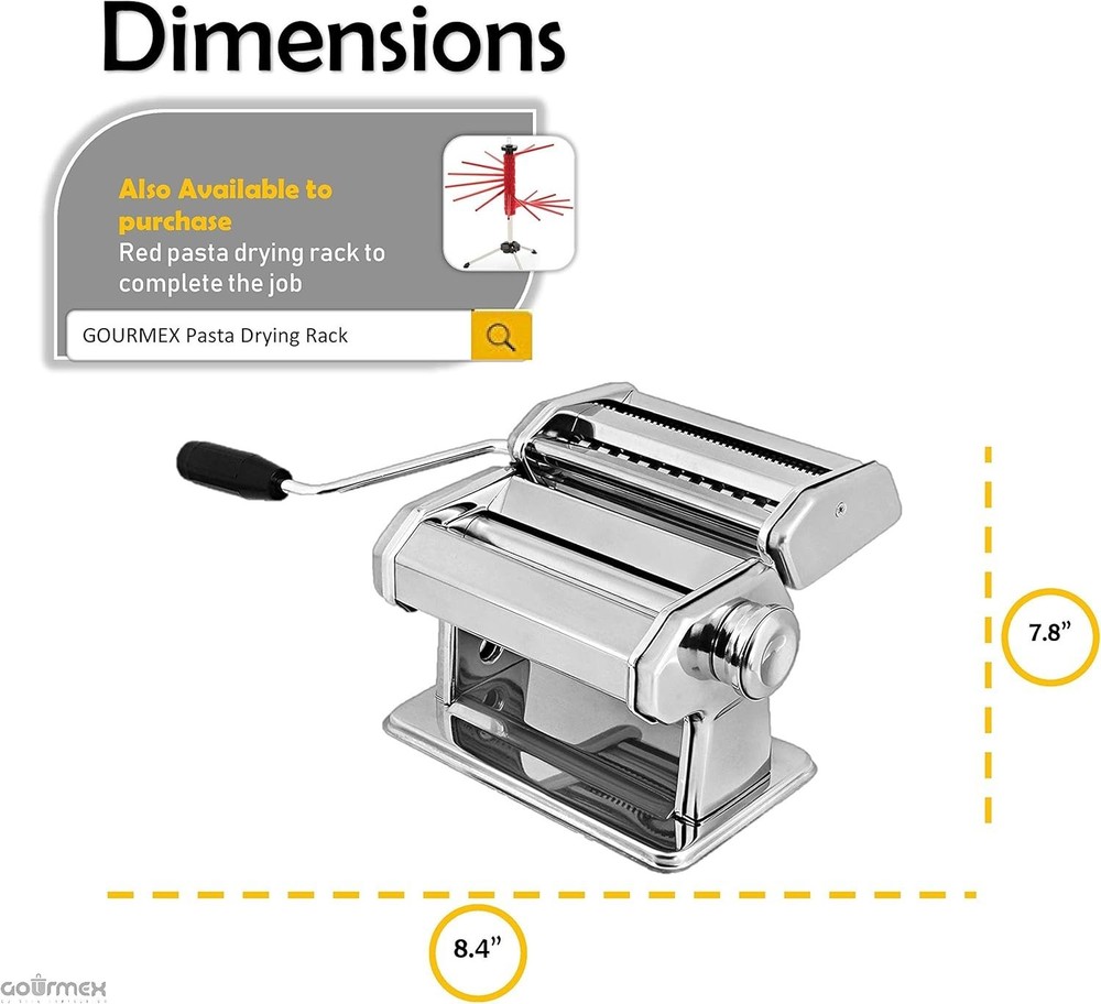Compact Stainless Steel Pasta Machine with Adjustable Thickness & Double Cutter