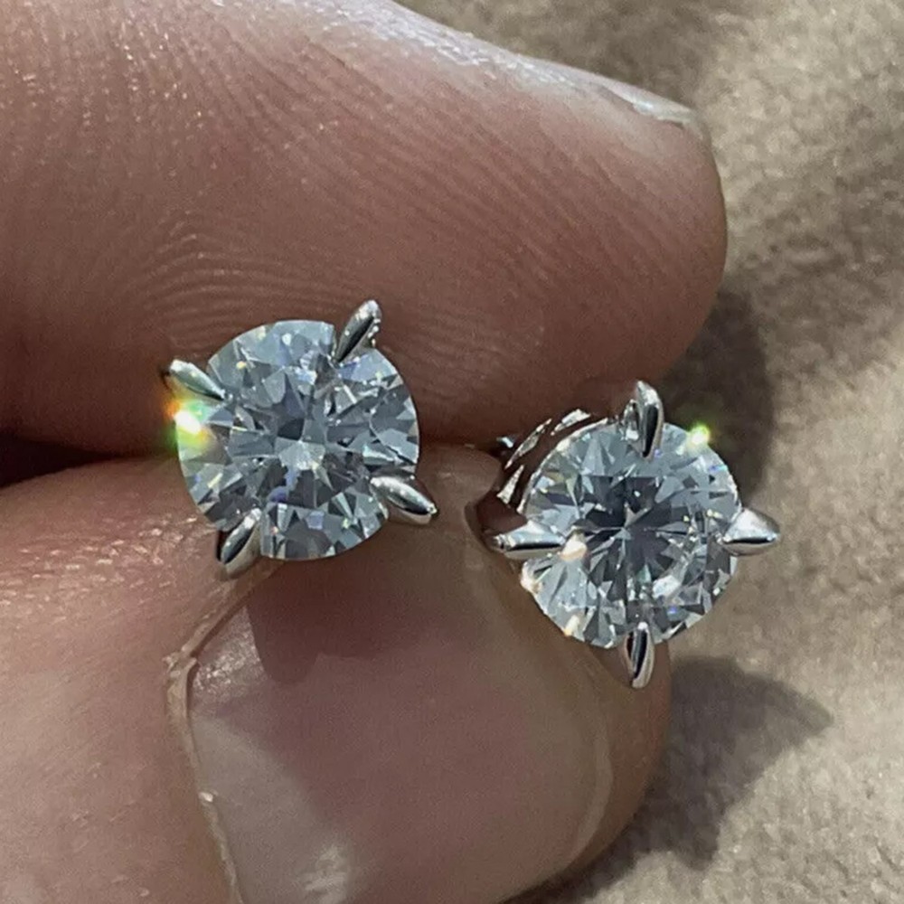 2.0 Ct. Lab Created Diamond Solitaire Stud Earrings 925 Silver