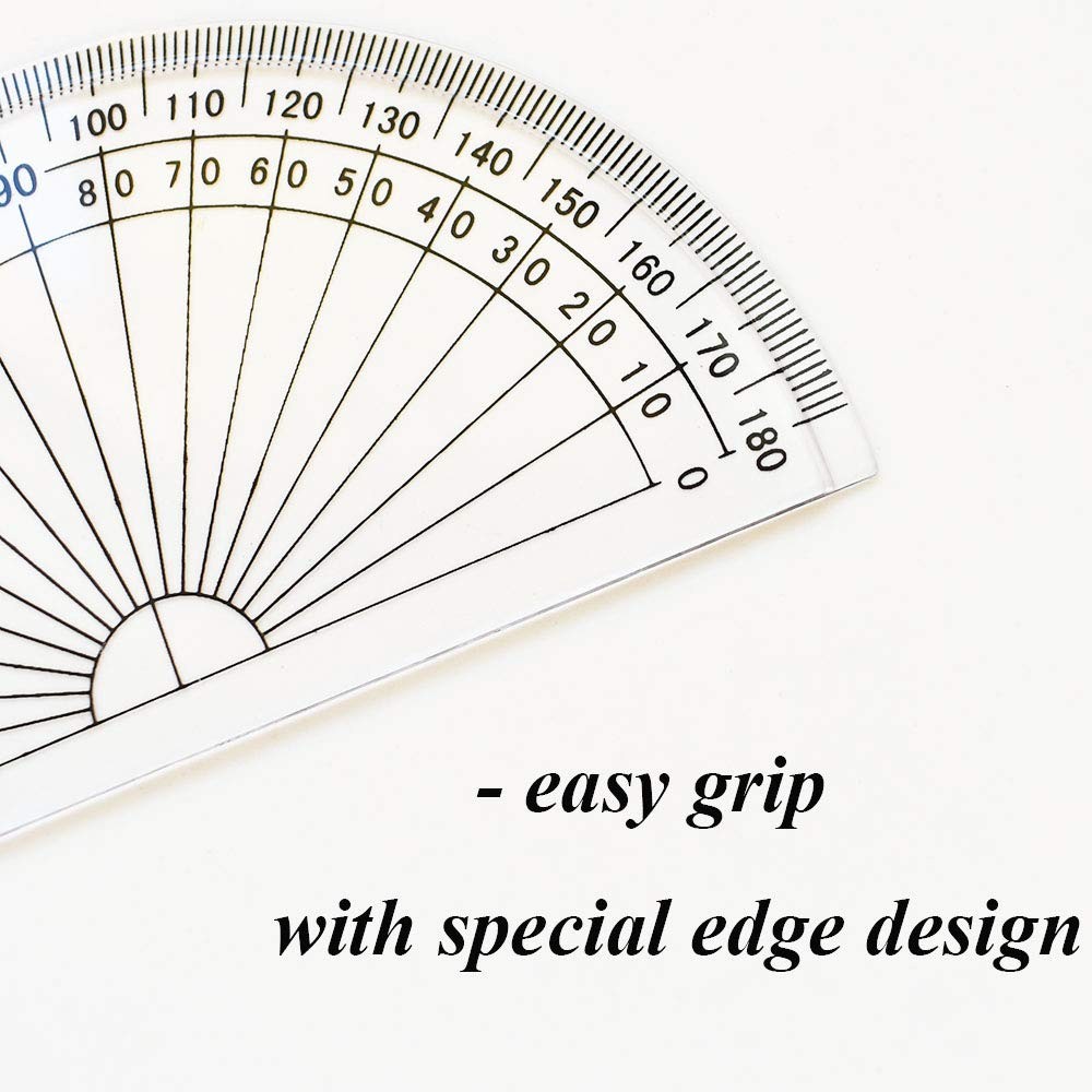 2 PCS Plastic Protractor 4 Inch Student Math Clear Protractors