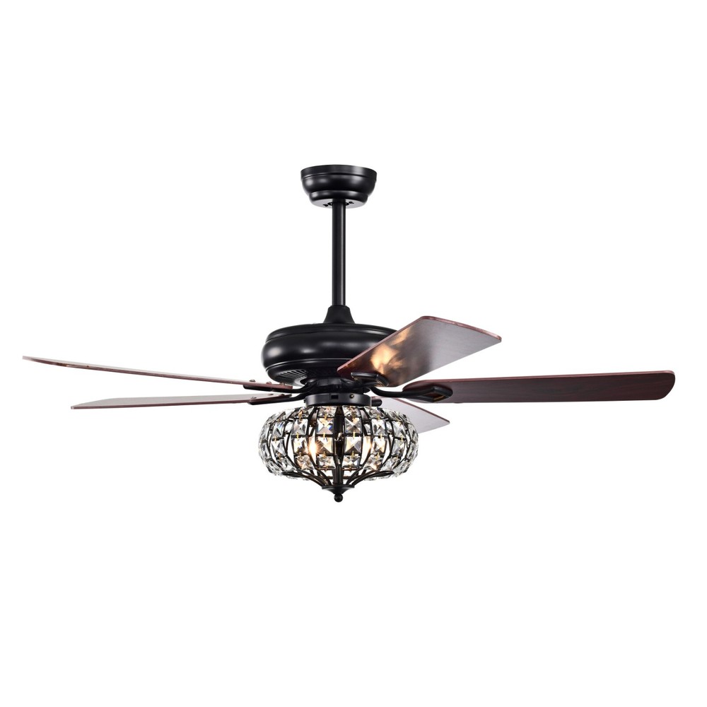 52'' Crystal Shade Ceiling Fan Lamp With Remote Control 3 Speed