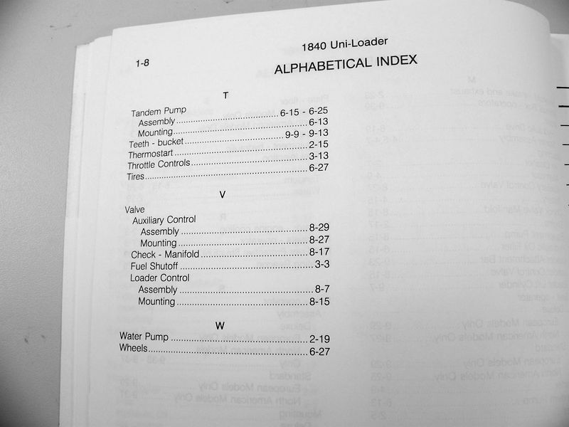 Case 1840 Uni Loader Parts Manual Catalog Skid Steer Assembly Exploded Schematic