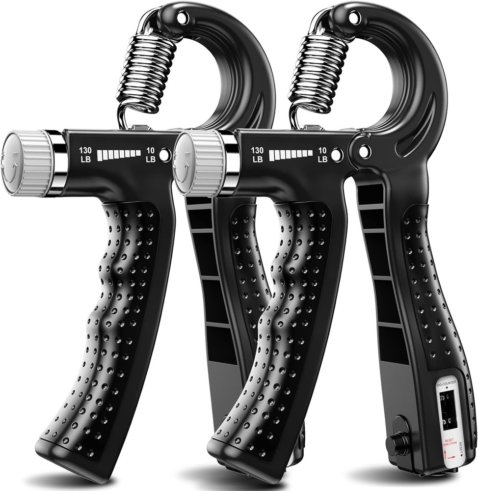 2 Pack Adjustable Hand Grip Strengthener 10-130 lbs with Smart Counting Function